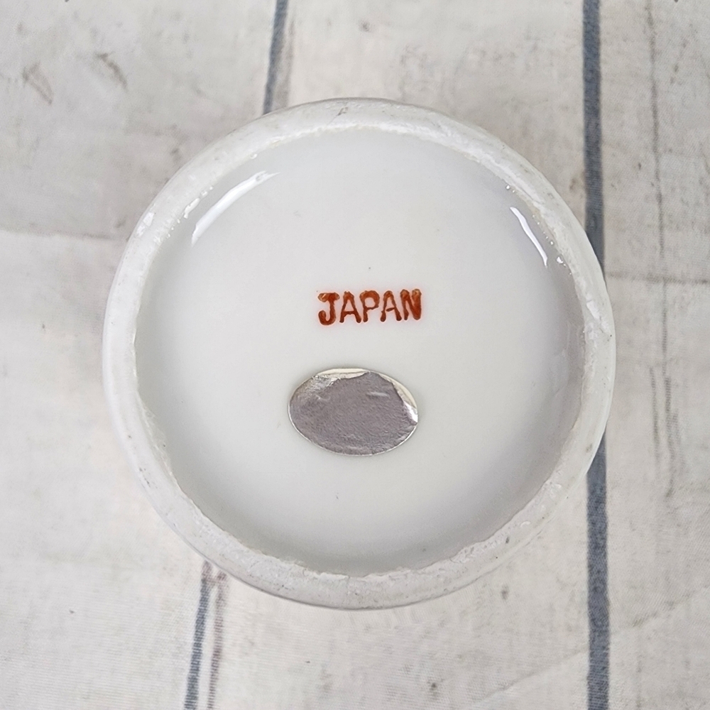 Vintage Enesco Japan Mini Flowerpot Planter Silhouette Floral Framed White 3.5" - Picture 8 of 12